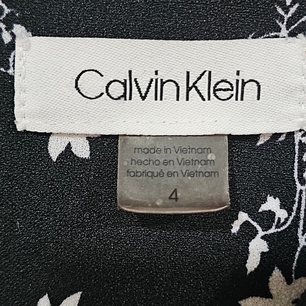 Calvin Klein Floral Monochrome Cottagecore Tie Waist Jumpsuit Size 7 - Picture 4 of 8